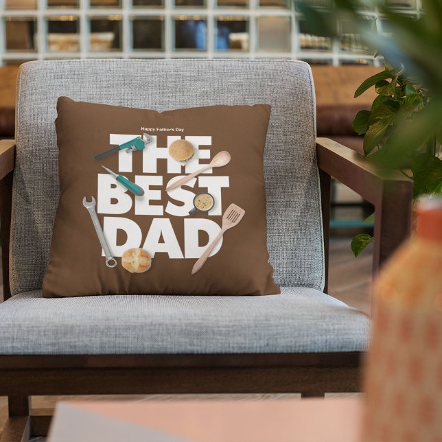 Personalize Happy Father's Day | The Best Dad-Dark Throw Pillow (Creator Uploaded)