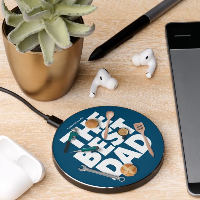 Personalize Happy Father's Day | The Best Dad-Dark Wireless Charger (Desk 2)