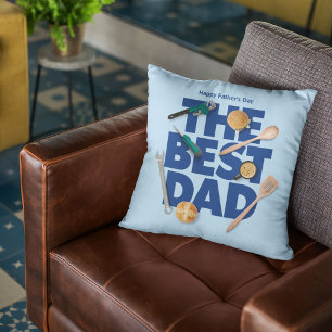 Personalize Happy Father's Day   The Best Dad Throw Pillow