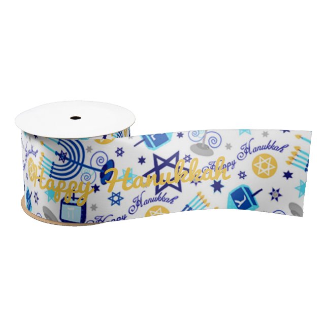 Personalize HAPPY HANUKKAH Holiday Wide Ribbon (Spool)