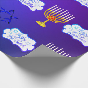 Personalize HAPPY HANUKKAH Menorah Wrapping Paper