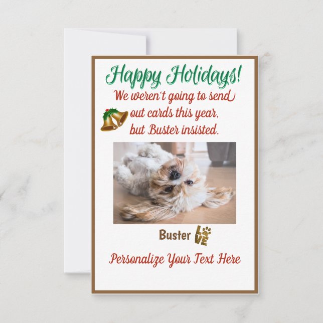 Personalize Happy Holiday Dog Christmas Card (Front)