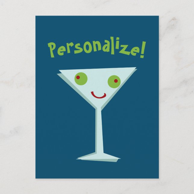 Personalize Happy Martini Postcard (Front)