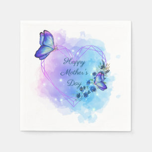 Personalize Happy Mother's day Floral Butterfly Napkins