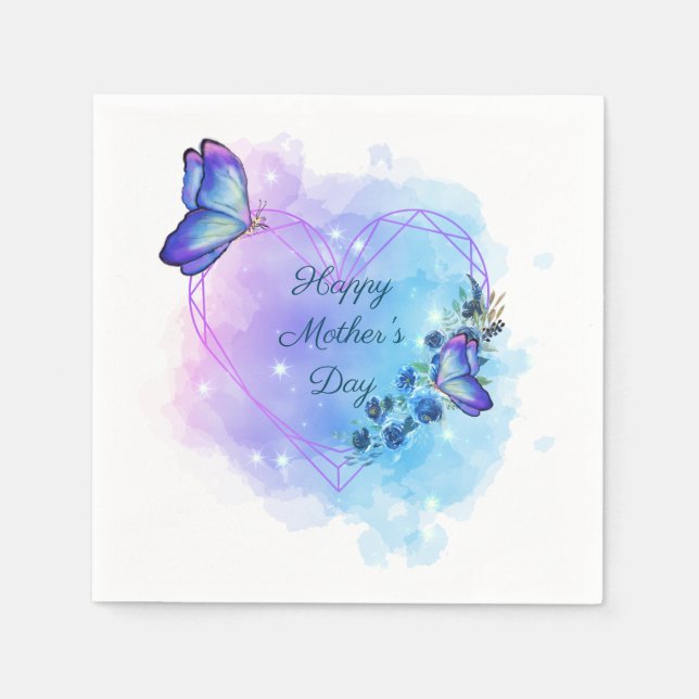 Personalize Happy Mother's day Floral Butterfly Napkins (Front)