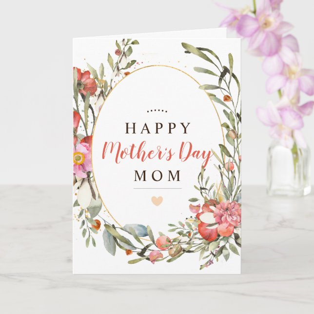 Personalize Happy Mother's Day Floral  Card (Orchid)