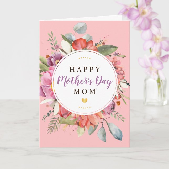 Personalize Happy Mother's Day Floral  Card (Orchid)