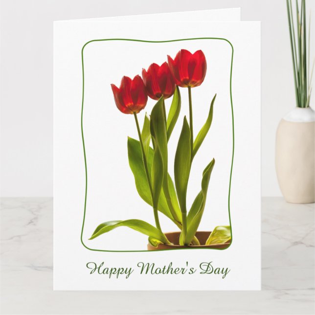 Personalize: "Happy Mother's Day" Red Tulips Card (Front)