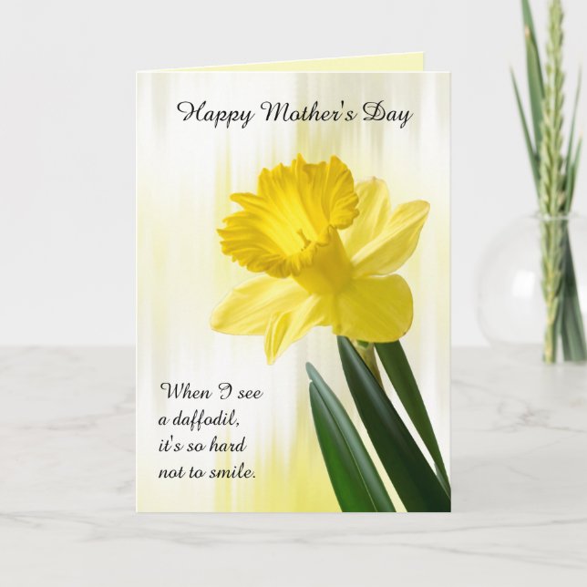 Personalize: Happy Mothers Day Yellow Daffodil Pic Card (Front)