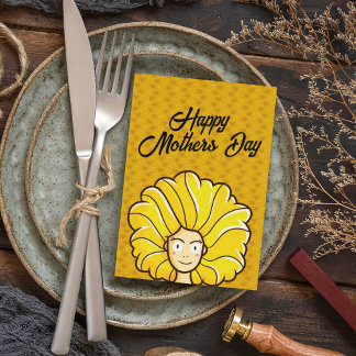 Personalize Happy Mother's Day Yellow Hair Card
