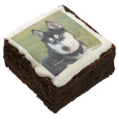 Personalize Happy playful Siberian Husky puppy Brownie (Angled)