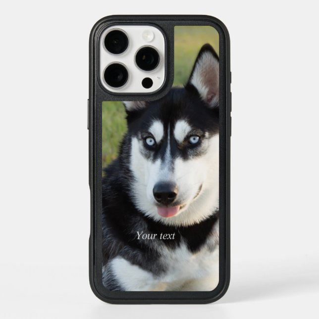 Personalize Happy playful Siberian Husky puppy Otterbox iPhone Case (Back)