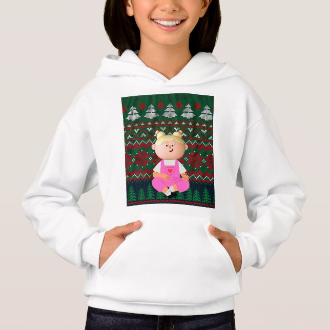 Personalize Head and Name Christmas Hoodie (Front)