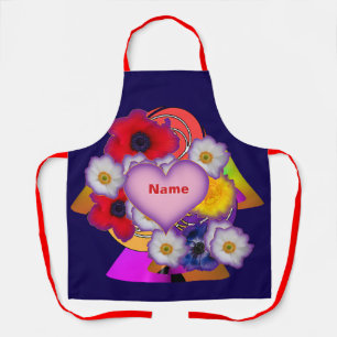 Personalize Heart Blossoms Apron