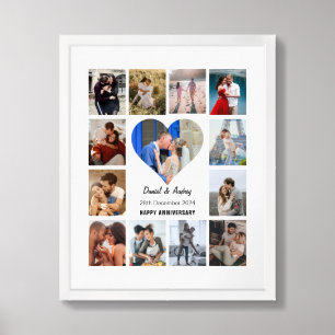 Personalize Heart Photo Collage Anniversary Gift Framed Art