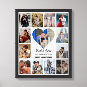 Personalize Heart Photo Collage Anniversary Gift Framed Art