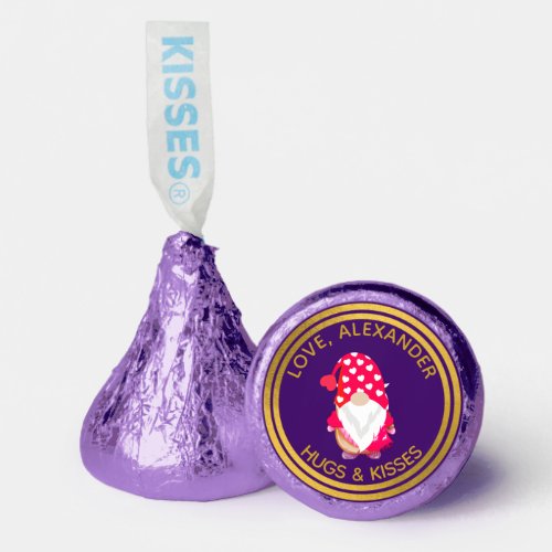 Personalize Heart Pink White Purple Gnome Hug Kiss Hersheys Kisses