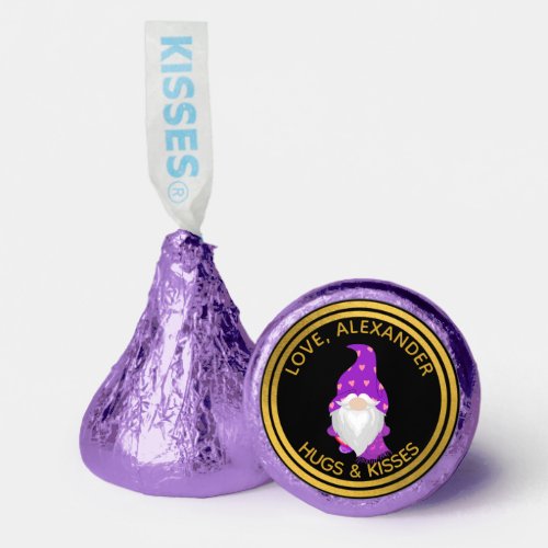 Personalize Heart  White Purple Gnome Hug Kiss Her Hersheys Kisses
