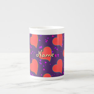 Personalize Hearts Abound Birthday Holiday Gift Bone China Mug