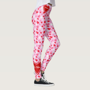 Personalize Hearts Be Mine Valentine's Day Leggings