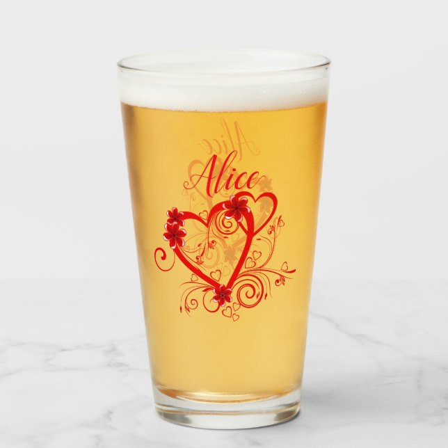 Personalize Hearts Glass (Front Filled)