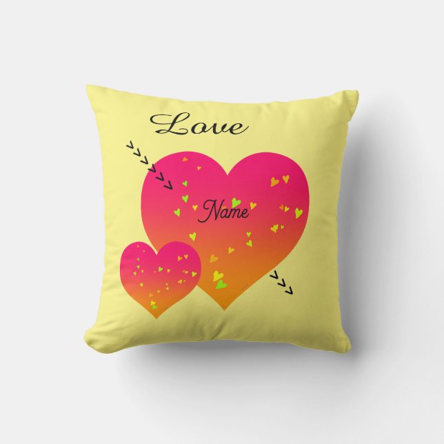  Personalize HEARTS Throw Pillow (Front)