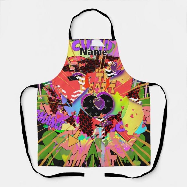 Personalize Hearty Hearts + More Kitchen Craft  Apron (Front)