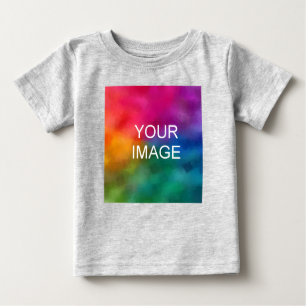 Personalize Heather Grey Color Template Add Image Baby T-Shirt