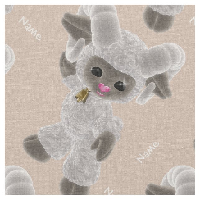 Personalize Hello Baby Plush Toy Ram Brown Fabric (Close Up)