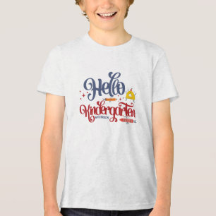 Personalize Hello kindergarten Typography Tri-Blend Shirt
