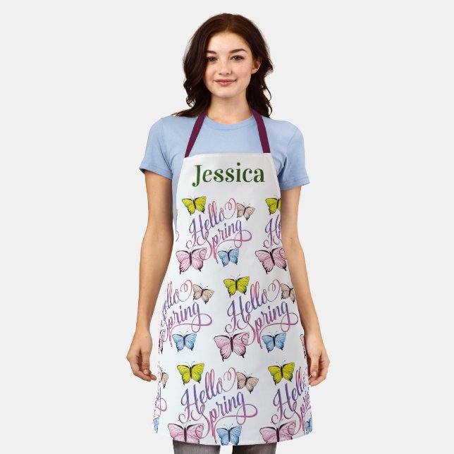Personalize Hello The Spring Flower Apron (Worn)