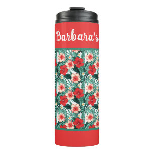 Personalize Hibiscus Flowered  Thermal Tumbler