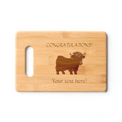 Personalize Highland Cow Calf Unique Gift Cutting Board