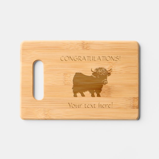 Personalize Highland Cow Calf Unique Gift Engraved Cutting Board (Front)