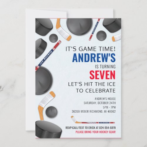 Personalize Hockey Sports  Birthday Party  Invitation