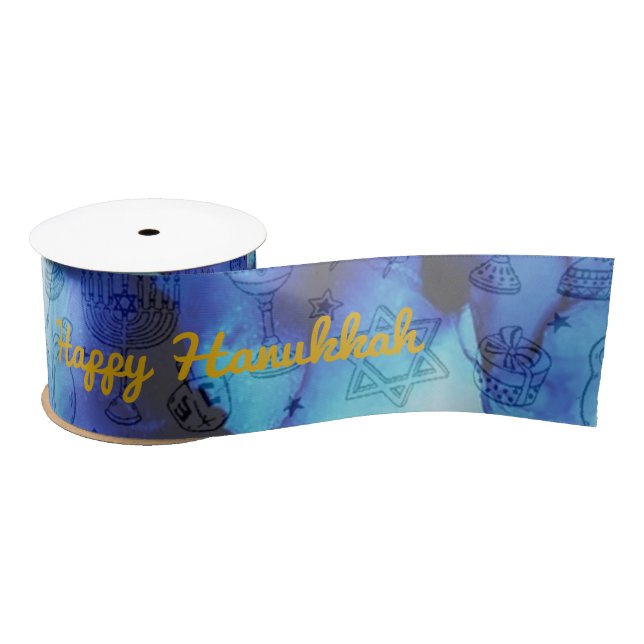 Personalize Holiday HAPPY HANUKKAH Satin Ribbon (Spool)