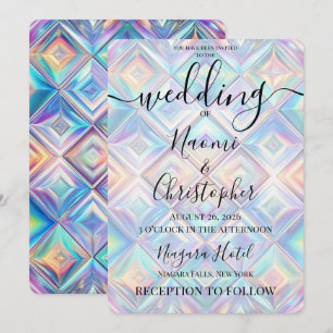 Personalize: Holographic Diamonds Pattern Wedding Invitation