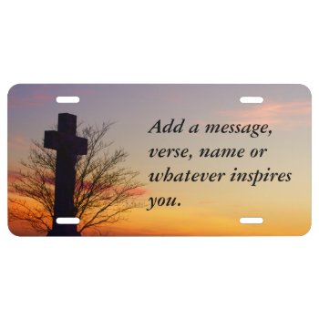 (personalize) Holy Cross At Sunset License Plate by Scotts_Barn at Zazzle