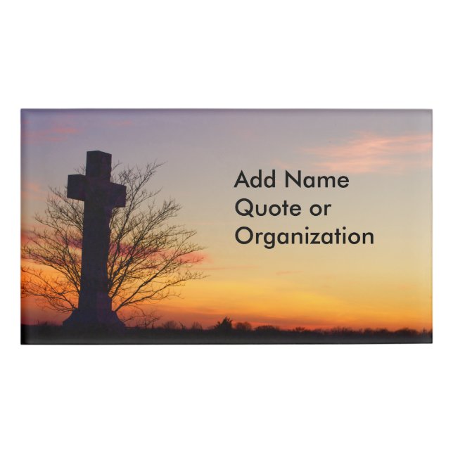 (Personalize) Holy Cross at Sunset Name Tag (Front)