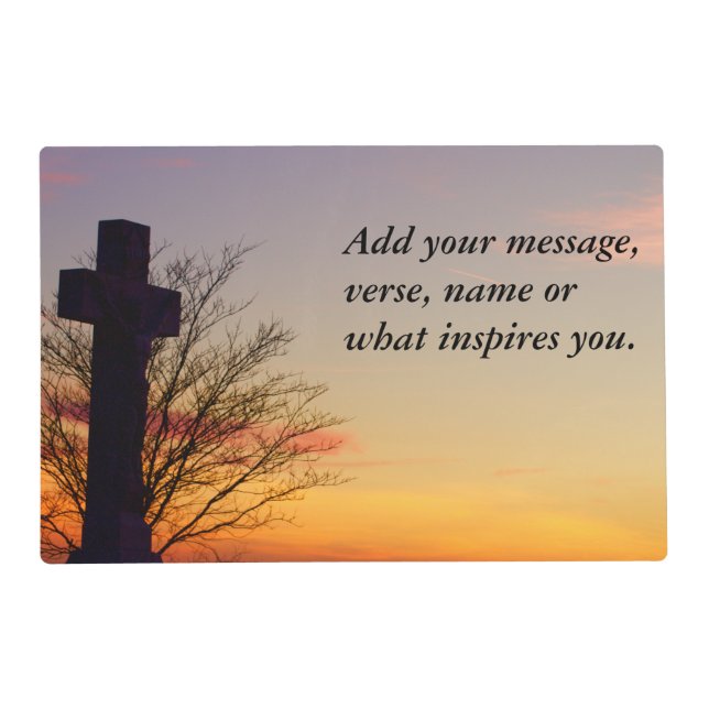 (Personalize) Holy Cross at Sunset Placemat (Back)