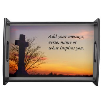 (personalize) Holy Cross At Sunset Serving Tray by Scotts_Barn at Zazzle