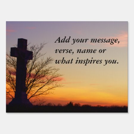 (personalize) Holy Cross At Sunset Sign