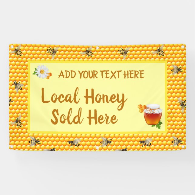 Personalize Honey Business Local Honey Sold Here Banner (Horizontal)