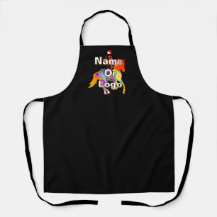 Personalize Horse And Rider Black Black Logo  Apron