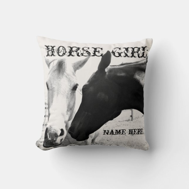 Personalize Horse Girl  Throw Pillow (Front)