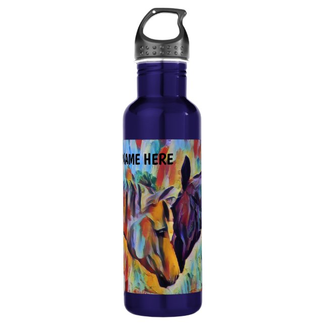 Personalize - Horse Love Art - Stainless Steel Water Bottle (Front)