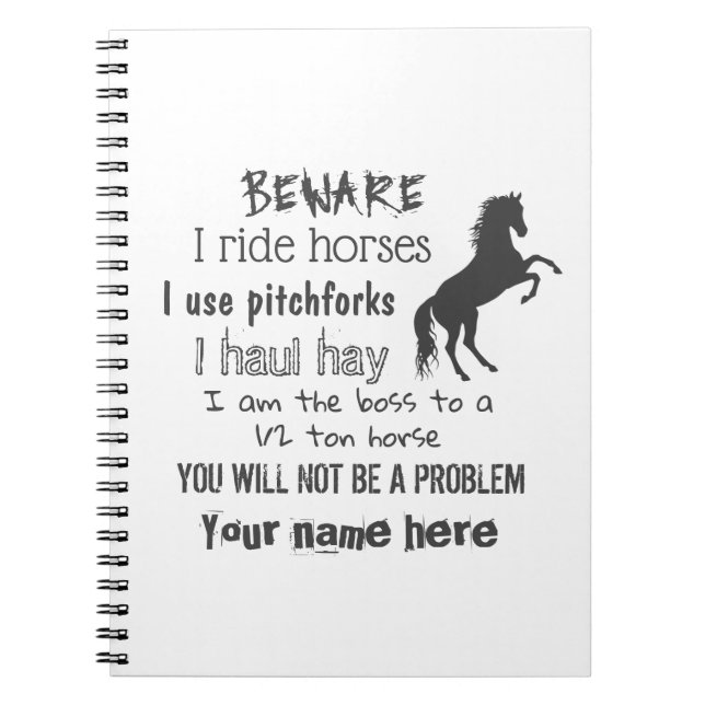 Personalize Horse Rider Spiral Photo Notebook (Front)
