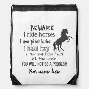 Personalize Horse Riders Drawstring Backpack