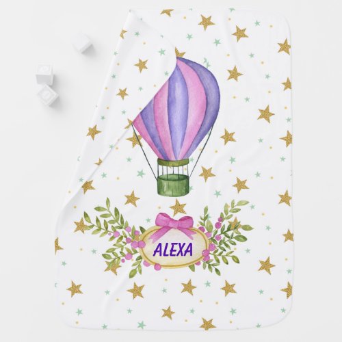 Personalize Hot Air Balloon Baby Blanket