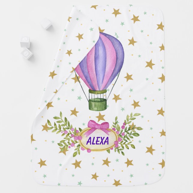 Personalize Hot Air Balloon Baby Blanket (In Situ)